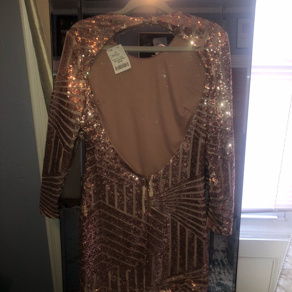 Sequin rose gold mini dress - Picture 5 of 11